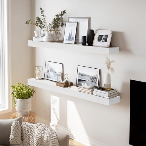 Solid Wood Floating Shelves (2 Count)