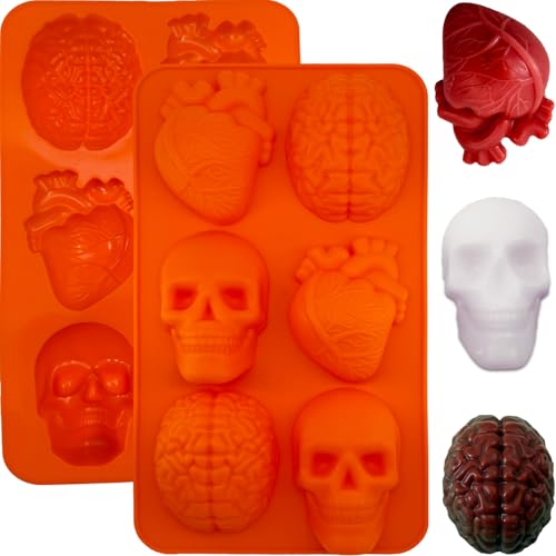 2 Pack Brain Heart Skull Cake Mold