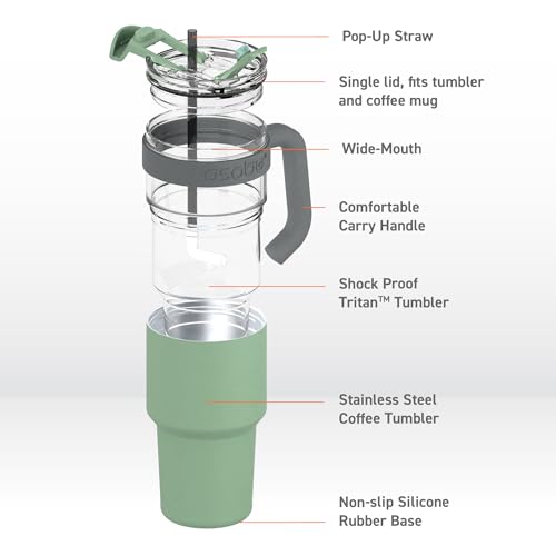 Extra Large Travel Explorer Tumbler for Hot and Cold with Stainless Steel Removable Coffee Mug Sleeve