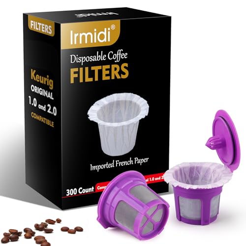 300 Count Disposable Kcup Filters with 2 Pack Reusable Coffee Pods for Keurig 2.0 and 1.0 Coffee Makers (302 Count)