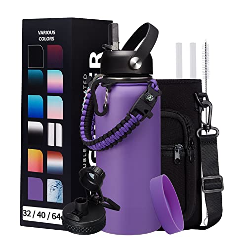 32 oz Water Bottles with Straw & Spout Lid (9 Count)