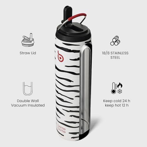 Stainless Steel Water Bottle 32 oz Zebra Stripe