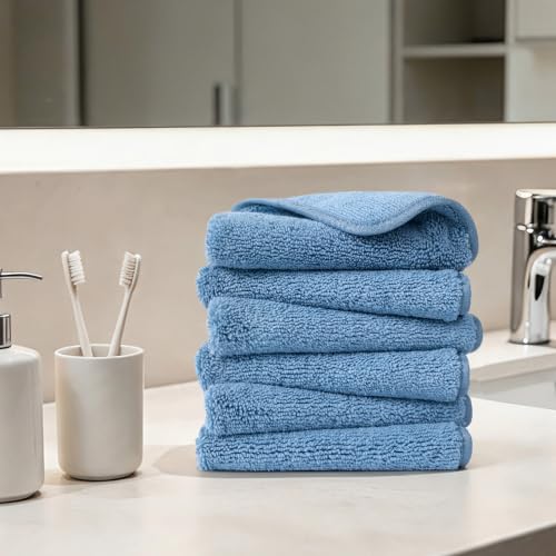 330 GSM Poly Blend Microfiber Shower Wash Cloth Face Towel (6 Count)