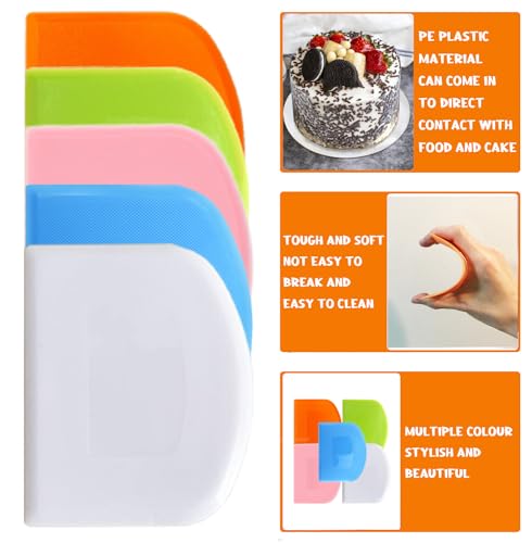 Dough Scraper 5 PCs PE Plastic Bench Scraper Flexible Bowl Scraper