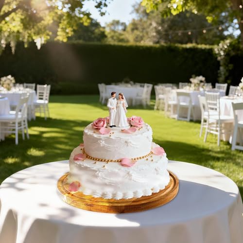 Wood-Cake-Stand With Acrylic Lid, Round Acacia Cake Holder With Cover, 2-in-1 Cake Plate with Dome, Dessert Table Display Set For Party, Charcuterie Board For Cheese, Chips & Dips, Nachos, Fruit Platter