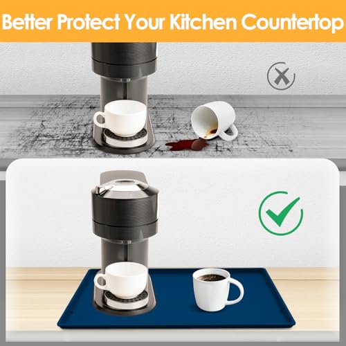 Silicone Coffee Maker Mat with Lip for Countertops