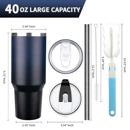40 oz Tumbler with Lids and Straws