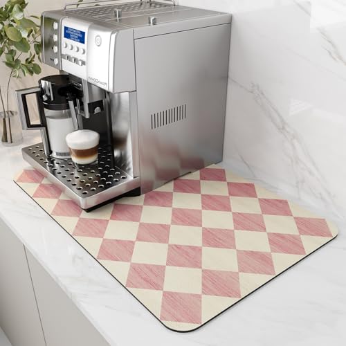Coffee Mat Hide Stain Rubber Backed Absorbent Dish Drying Mat for Kitchen Counter