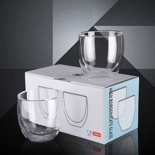 8oz Glass Coffee Mugs Set of 2