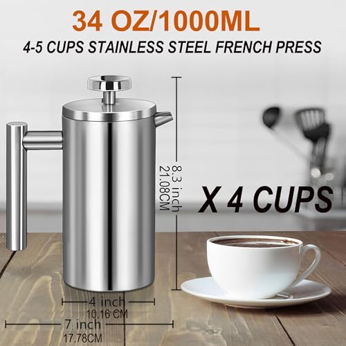 French Press Coffee Maker 34oz