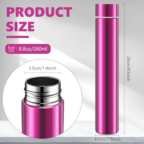 1 Pack Hot Pink Slim Stainless Steel Water Bottle 8.8 oz
