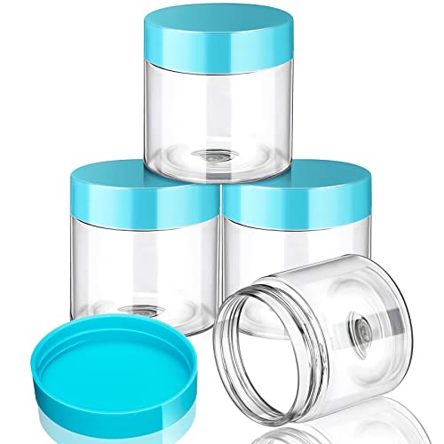 4 Pcs Plastic Jars Wide Mouth with Lids