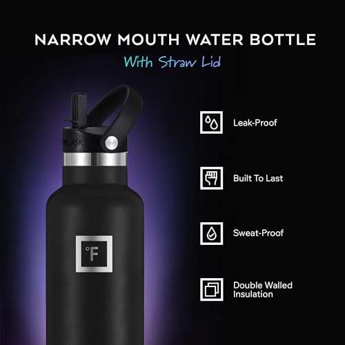 24 oz Narrow Mouth Water Bottle with Straw