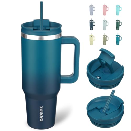40 oz Insulated Tumbler with Handle & Straw