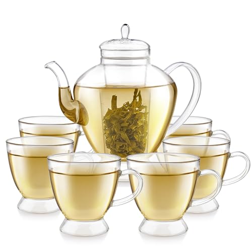Grand Bouquet Borosilicate Glass Tea Set for Six