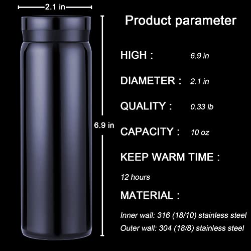 10oz Mini Water Bottle Stainless Steel Thermos Small Flask