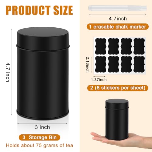 3 Pcs Tea Tin Canisters 16oz Metal Storage with Airtight Double Lid (3 Count)