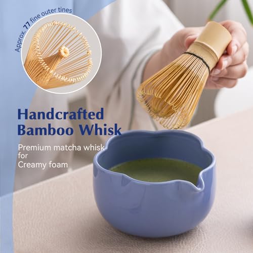 Matcha Set 8Pcs Floral Ceramic Matcha Kit with Matcha Whisk