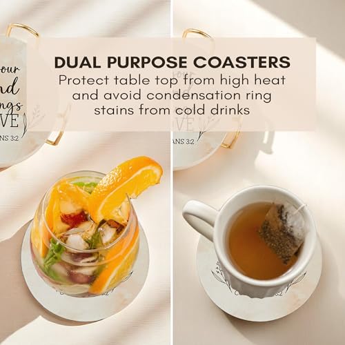 Christian Coasters Set of 6 with Holder (6 Count)