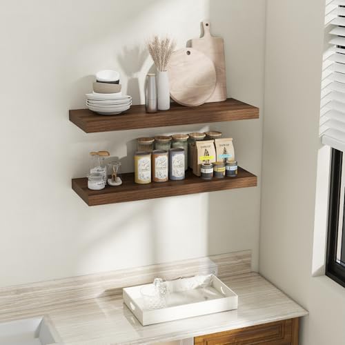 36 Inch Walnut Floating Shelves for Wall (2 Count)