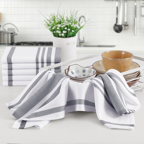 Premium Cotton Stripe Kitchen Towels 8 Pack (8 Count)