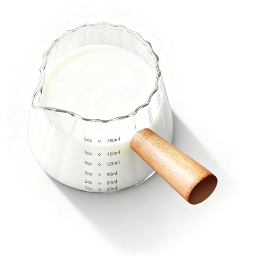 6oz Glass Espresso Measuring Cup with Wooden Handle