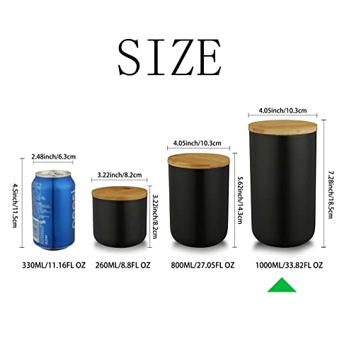 Ceramic Storage Containers with Airtight Seal Bamboo Lids Kitchen Canisters for Tea Spice Seasoning Sugar Coffee
