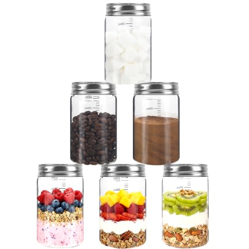 8 oz Small Glass Coffee Jars Spice Jar Round Storage Canister with Wooden Lid Clear Glass Food Jar for Pantry Sugar Tea Coffee Bean Spice Nuts Cookies Bath Salts