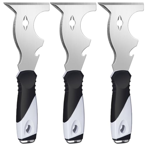 3PC 10-in-1 Paint Scraper, MultiUse Putty Knife Tool, Hammer End (3 Count)