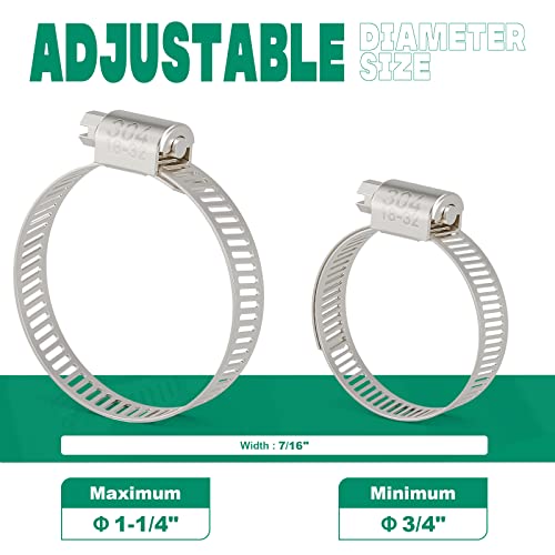 10PCS Hose Clamps Stainless Steel Adjustable 3