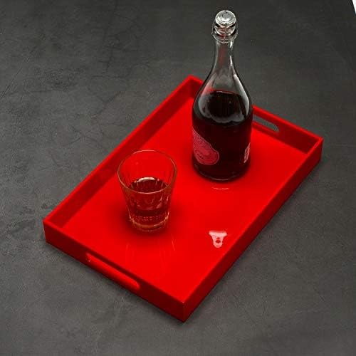 Sturdy Red Acrylic Serving Tray with Handles
