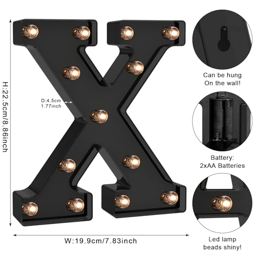 Black LED Letter Lights for Room Decor