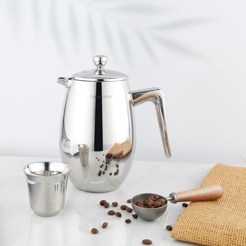 Nando French Press 34 oz Double Wall Insulated Thermal Coffee Maker
