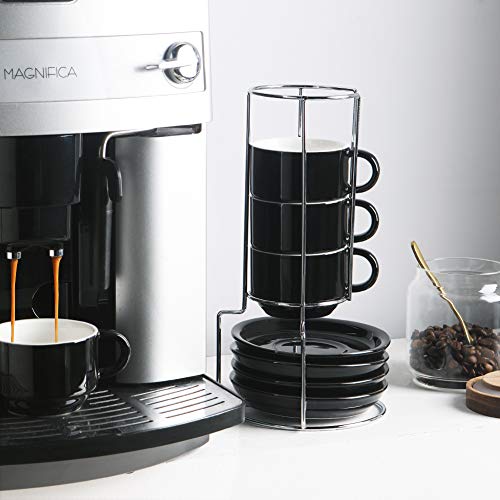 Sweejar Ceramic Espresso Cups with Saucers (4 Count)