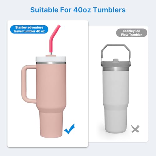 2 Pcs Stainless Steel Straws for 40 oz Stanley Tumbler