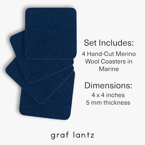 Bierfilzl Merino Wool Square Coasters Set of 4 (4 Count)