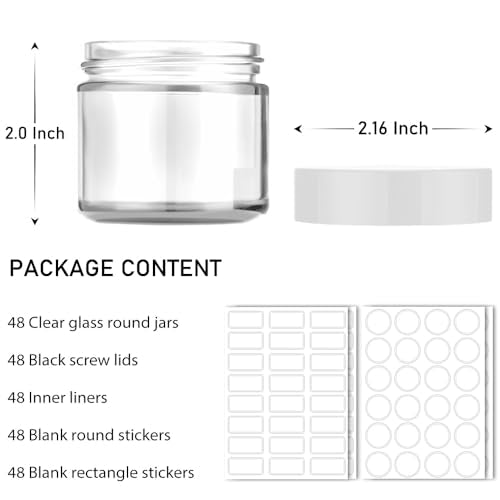 2 OZ Glass Jars with Lids (48 Count)