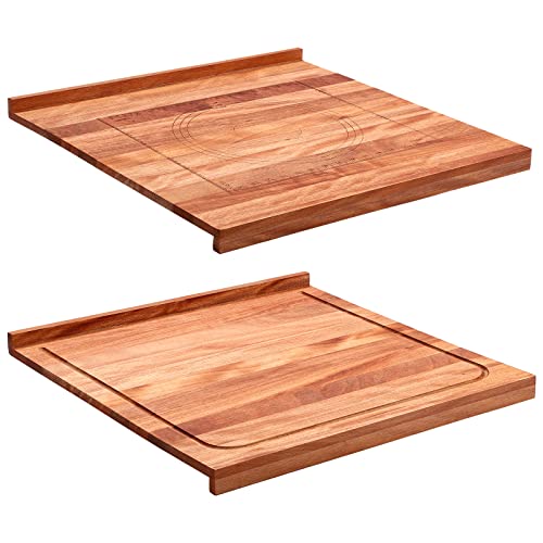 Walnut Pastry Board with Lip for Rolling Dough 24" x 22.8" x 1.5" Large Wooden Cutting Chopping Kneading Board with Engraved Measurements for Counter Tabletop Kitchen