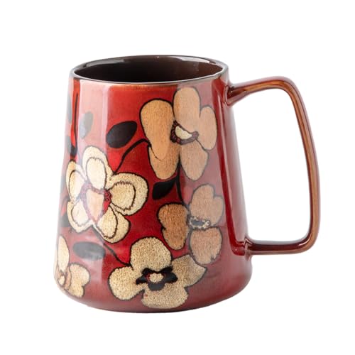 24 oz Extra Large Ceramic Coffee Mug Vintage Floral Cup with Handle