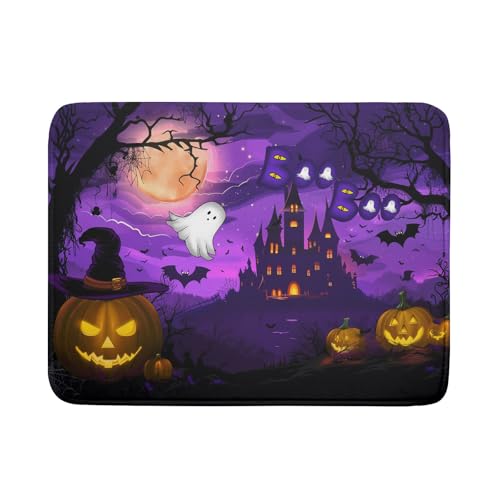 Halloween Scary Night Pumpkin Lanterns Dish Drying Mat for Kitchen Counter