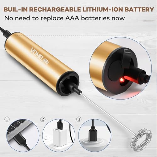 Rechargeable Milk Frother Handheld Electric Frother Wand Milk Foamer Drink Mixer for Coffee