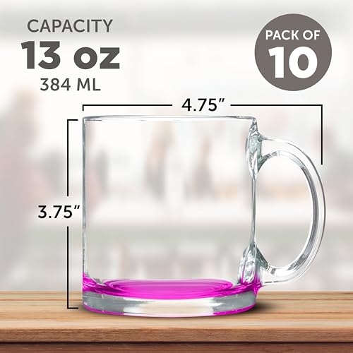 Clear Glass Coffee Mugs 13 oz. Set of 10 (10 Count)