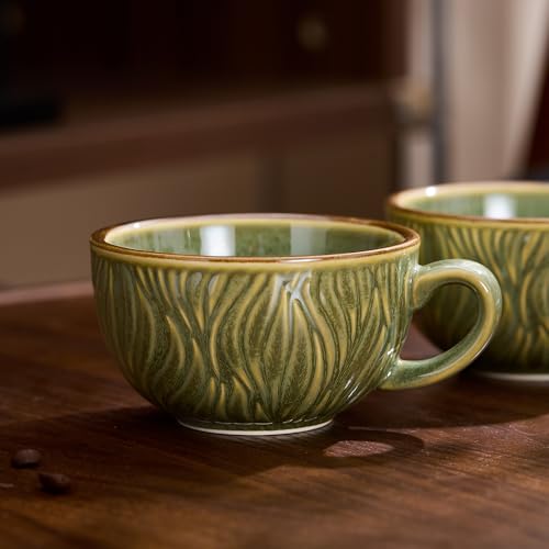 Set of 6 Vintage Design 12 oz Professional Barista Ceramic Latte Art Cappuccino Cups Set (6 Count)
