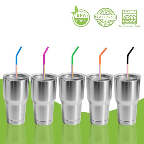 10 Pcs Metal Straw Reusable 8.5" 6mm Stainless Steel Straws (10 Count)