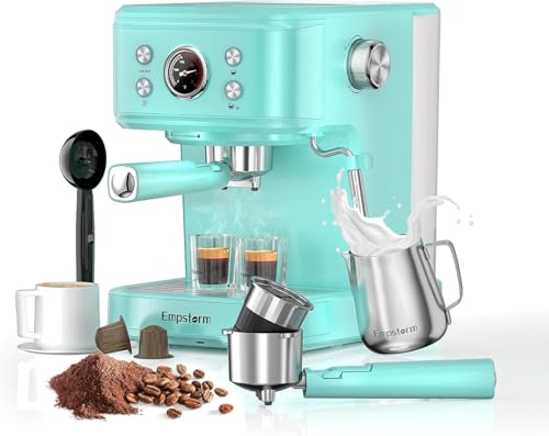EM 04E 20Bar Espresso Machine with Milk Frother Steam 1100W TBlue