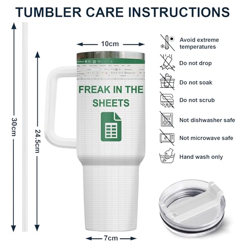 Freak Sheets Spreadsheet 40 oz Tumbler with Handle