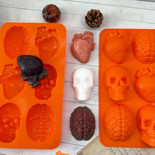2 Pack Brain Heart Skull Cake Mold