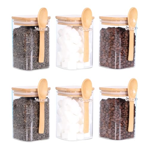 Glass Jar with Bamboo Lid and Spoon (3 Count)