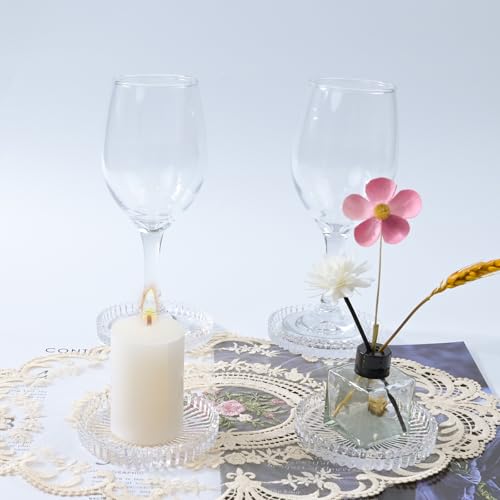 Crystal Glass Coaster 6 Pack Round Cup Drinks Coasters (6 Count)