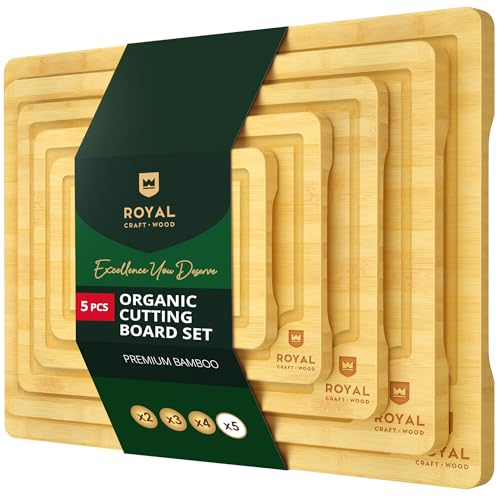 Wooden Cutting Boards for Kitchen Meal Prep & Serving (5 Count)